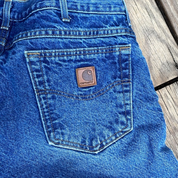 Carhartt Flannel Lined Blue Jeans Mens 36x34 Regular Fit Blue Plaid Lining - Picture 16 of 16